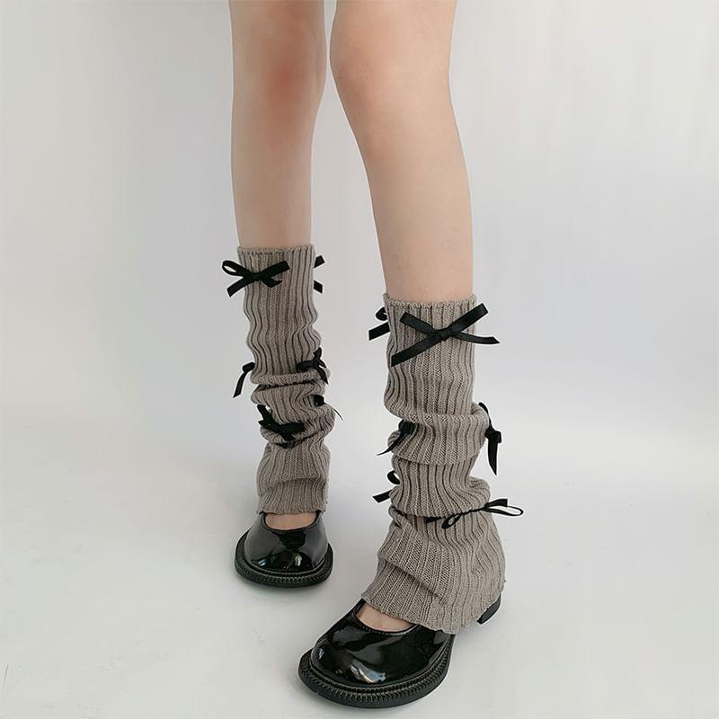 Bow Accent Knit Leg Warmers Product Image