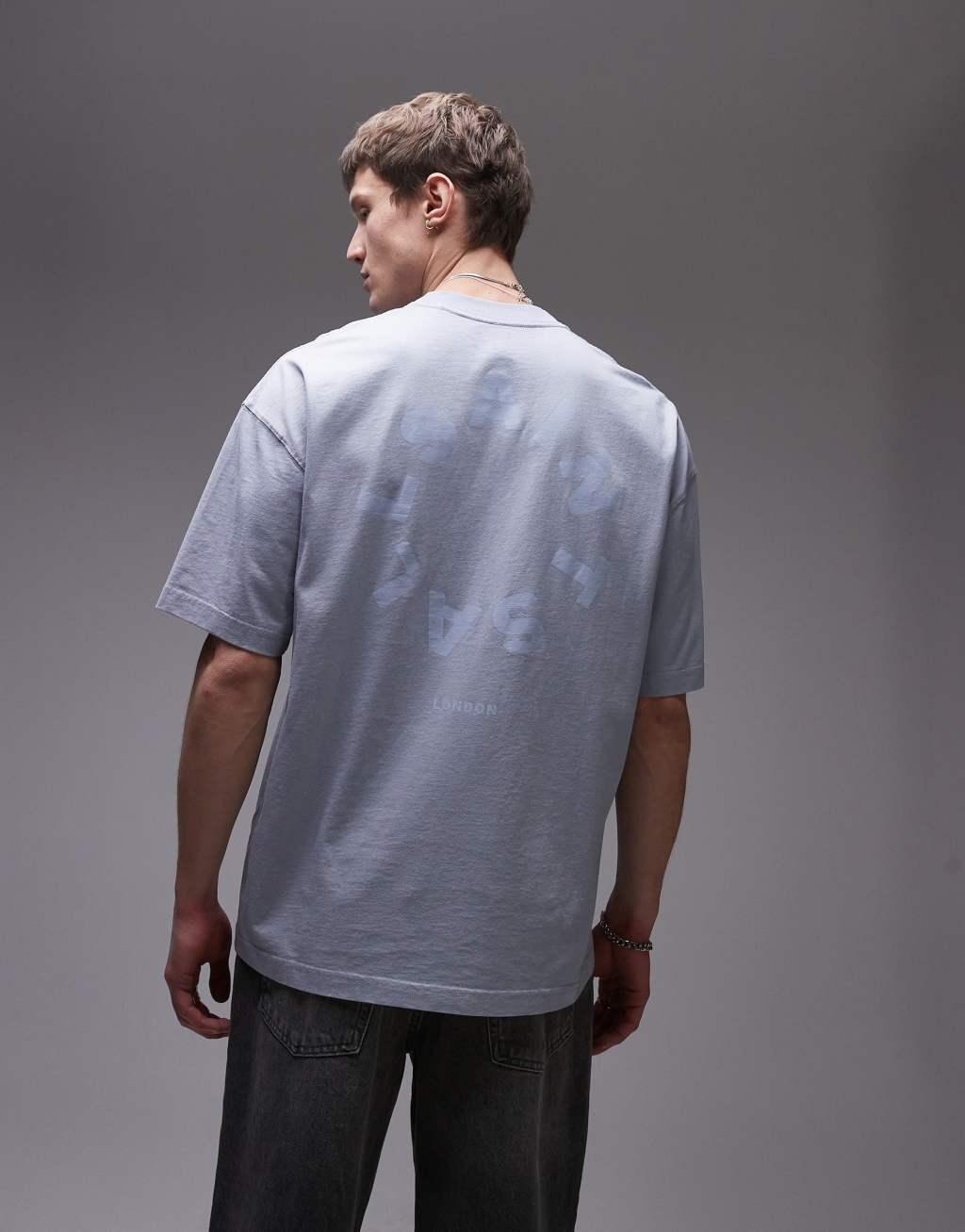 AllSaints Tierra oversized T-shirt in willow blue Product Image