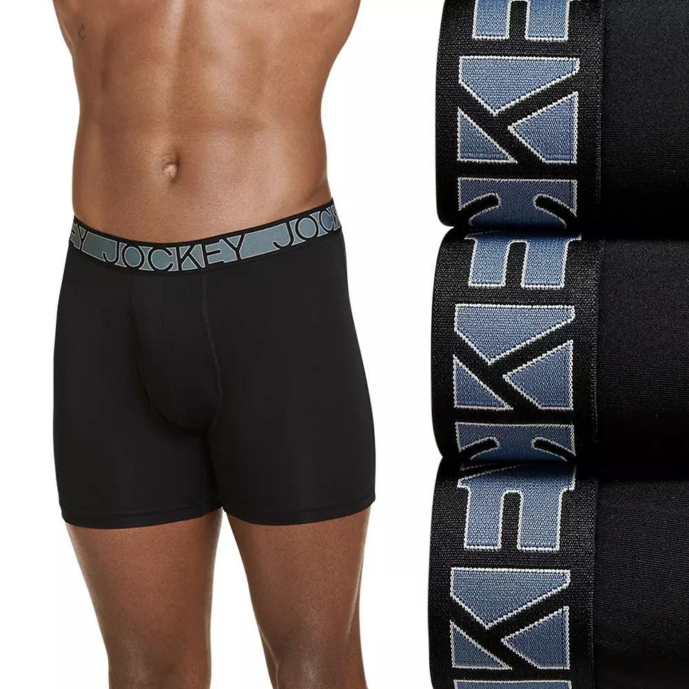 Men's Jockey 3-Pack Active Microfiber 5" Boxer Briefs, Size: Large, Black Product Image