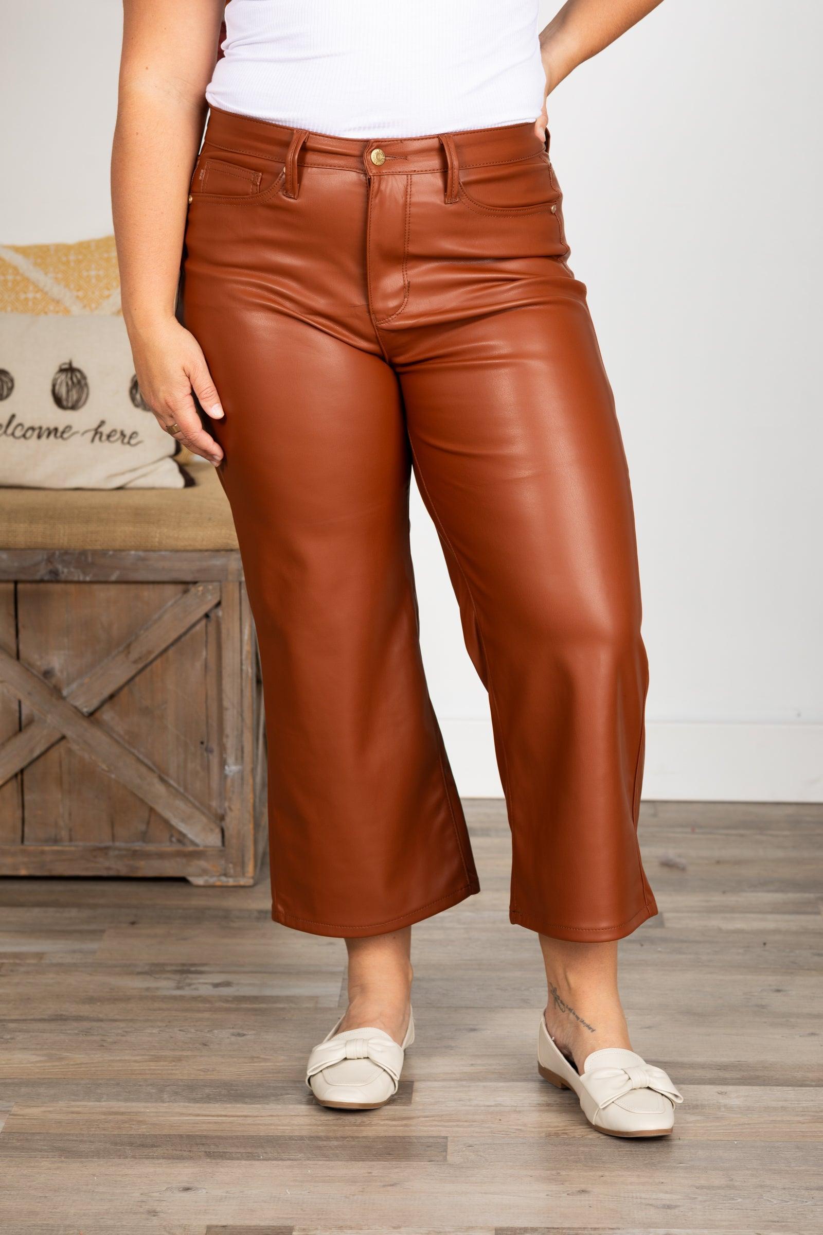 Judy Blue Tummy Control Faux Leather Crop Pant Product Image