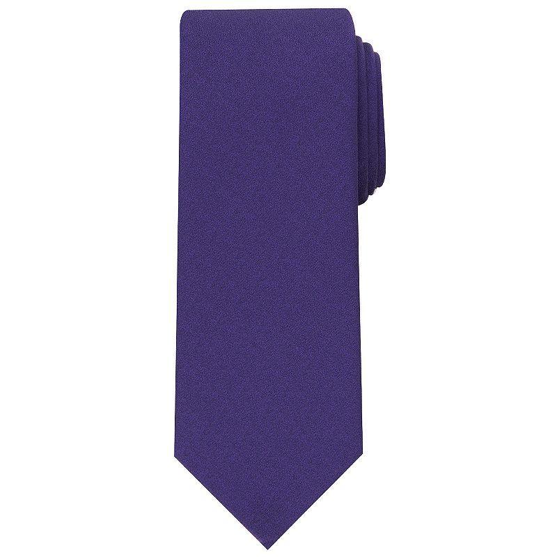 Mens Bespoke Solid Sateen Slim Tie, Purple Sateen Product Image