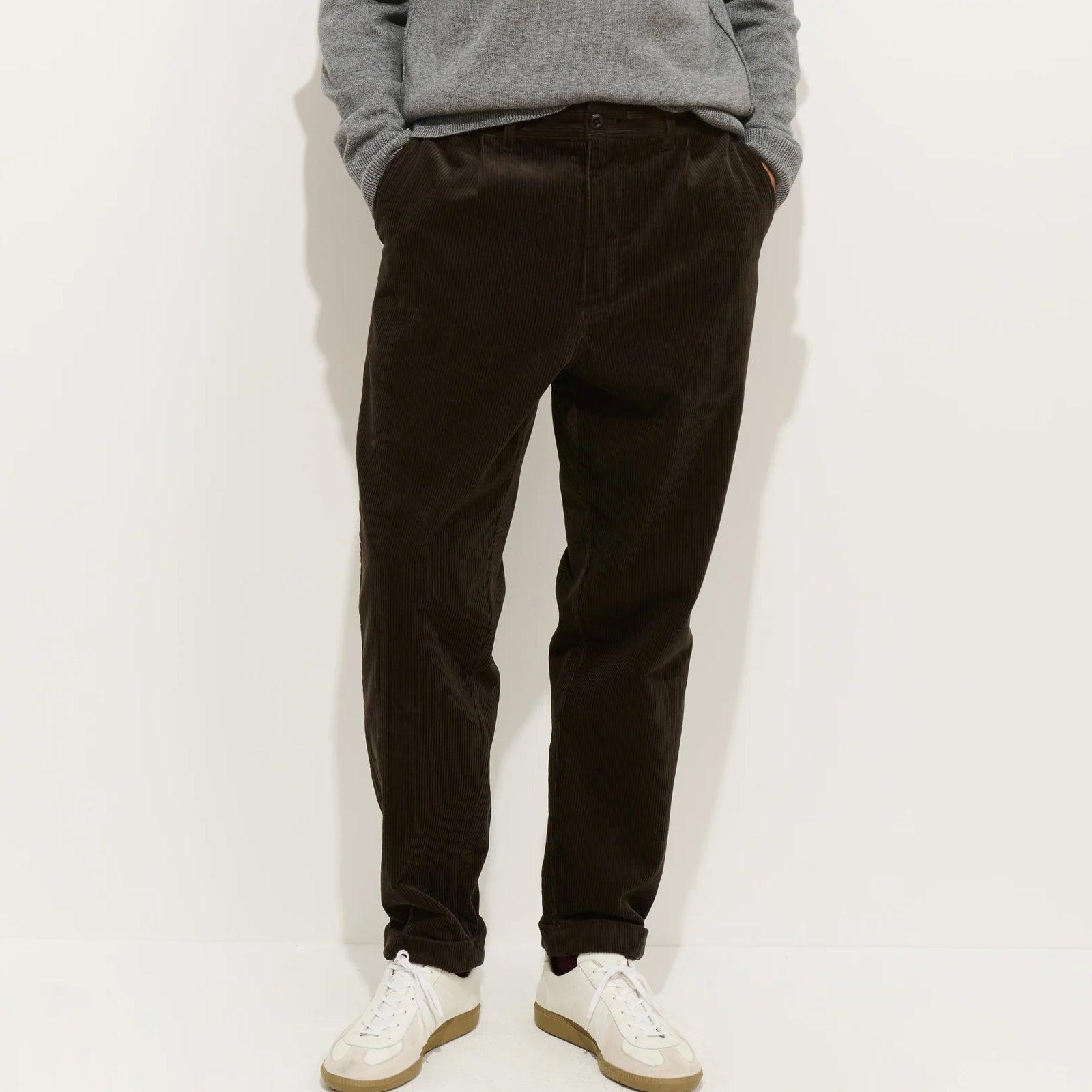 Corduroy Pleated Pant - Chocolate Product Image