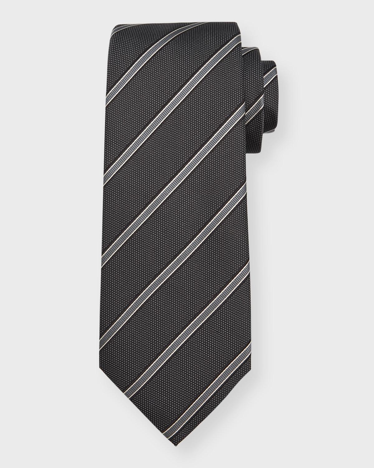 Mens Textured Striped Silk Tie Product Image