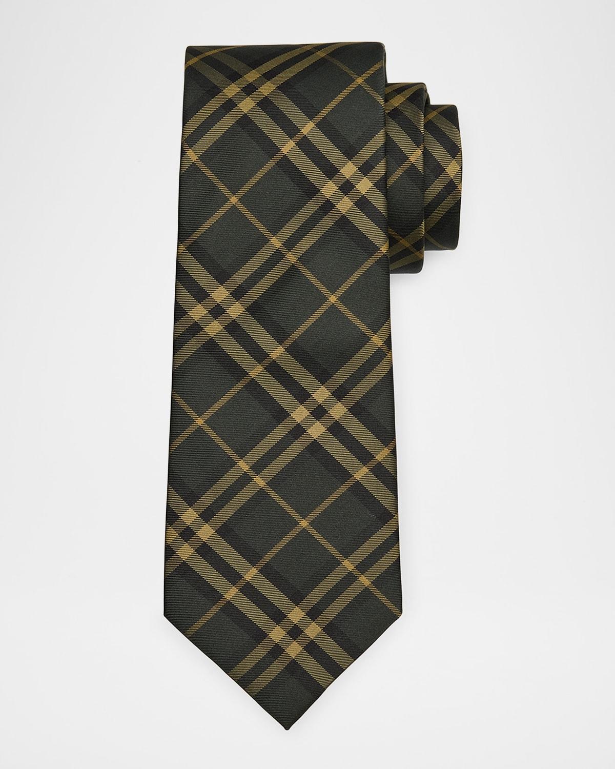 Mens Shadow Check Mulberry Silk Tie Product Image