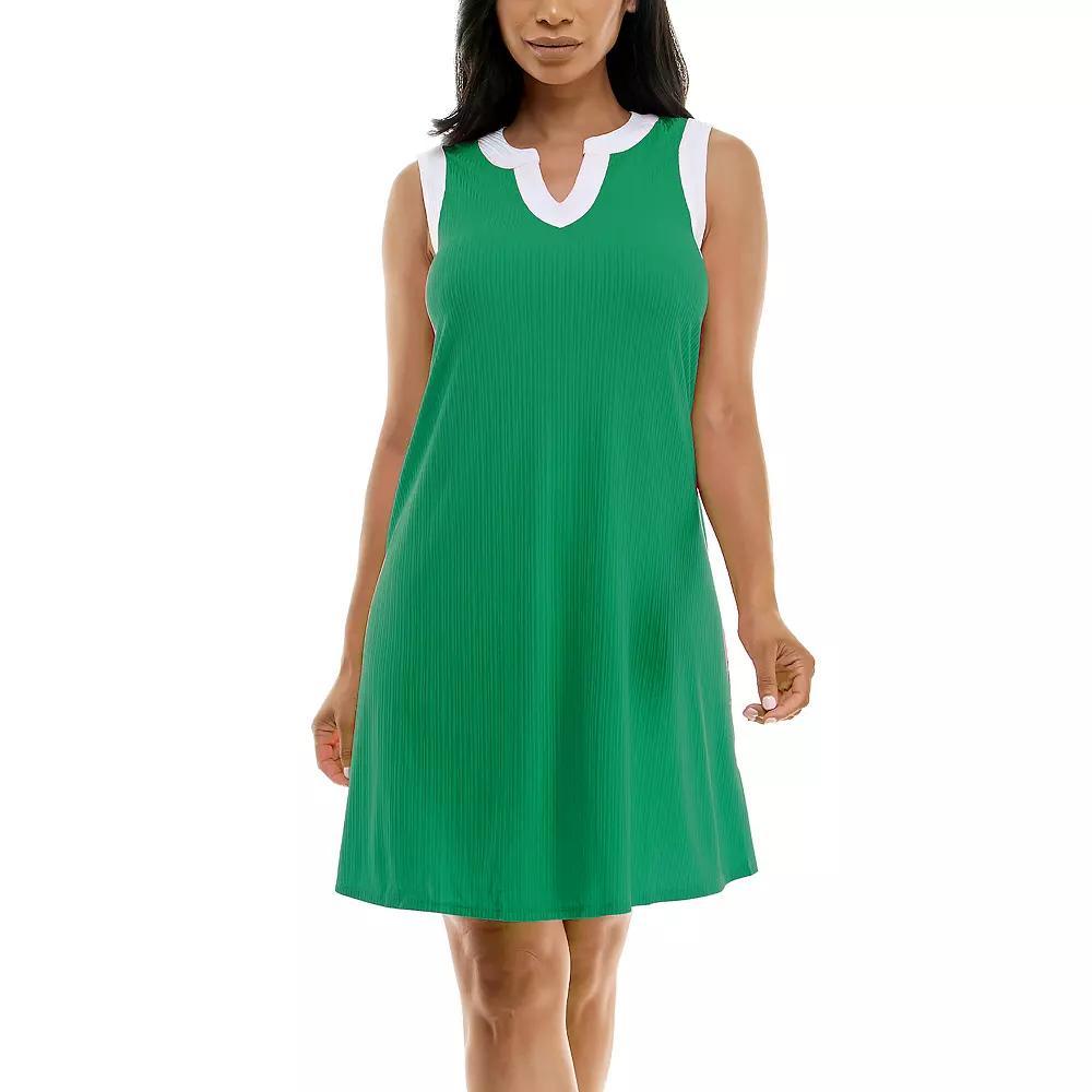 Women's Nina Leonard Colorblock Splitneck Dress,  Product Image