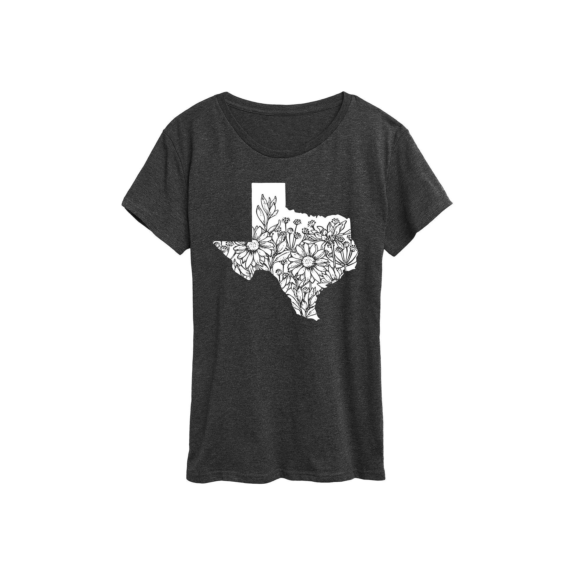 Women's Floral Texas Graphic Tee, Size: Small, Heather Grey Product Image