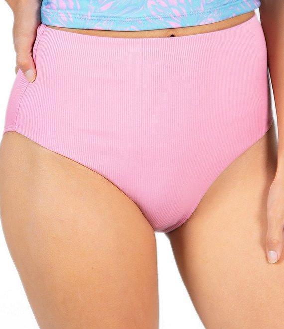 Janela Bay Solid Textured Rib High Waist Swim Bottom Product Image