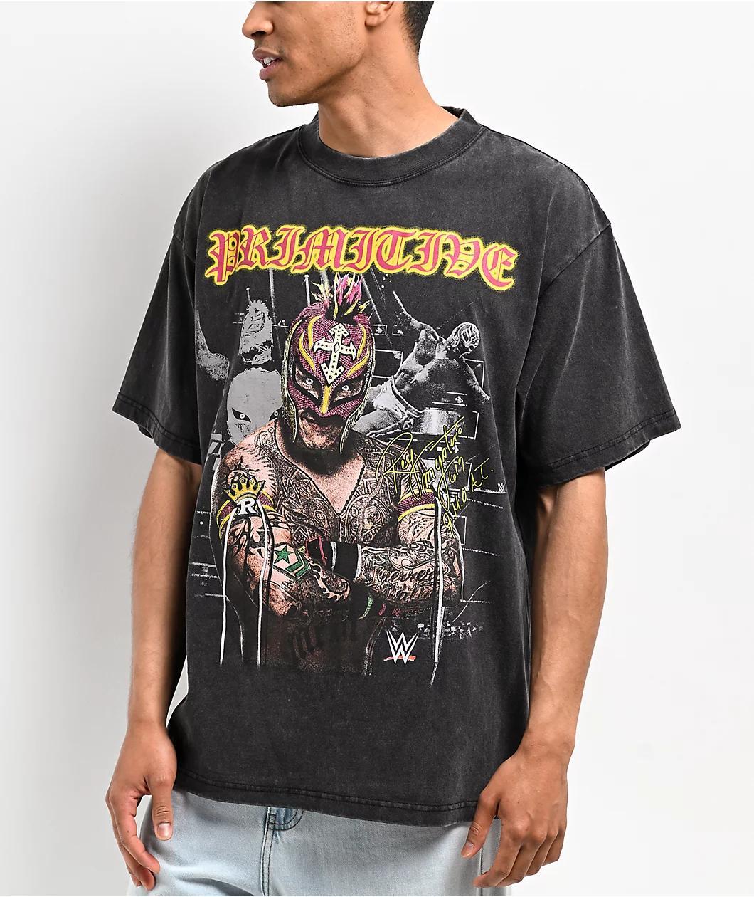 Primitive x WWE Rey Mysterio Black Wash Heavyweight T-Shirt Product Image