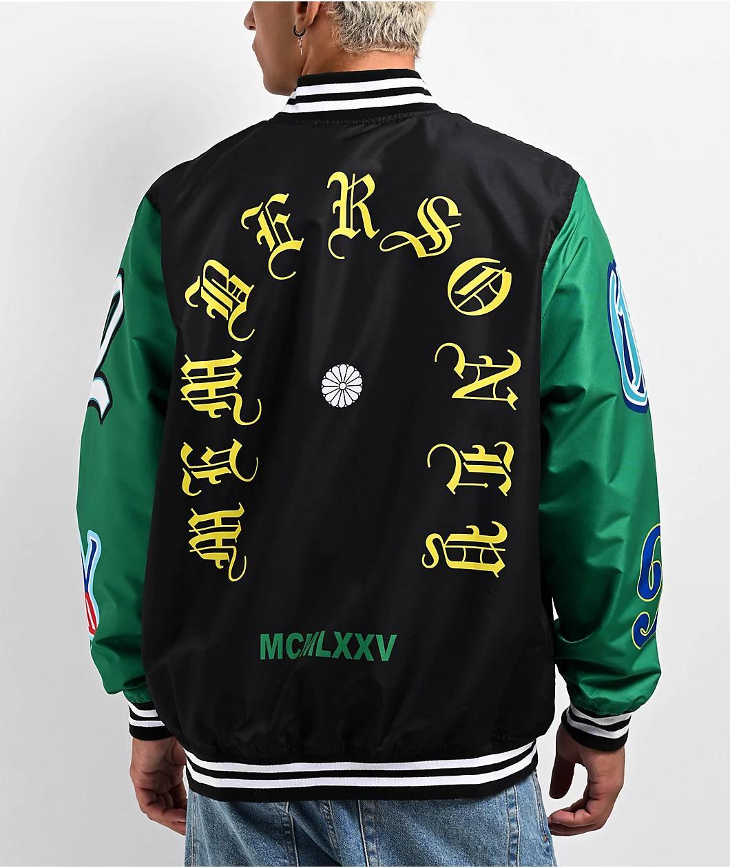 Members Only Black & Green Varsity Jacket Product Image