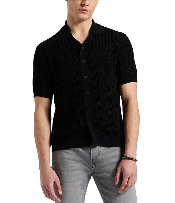 Buffalo David Bitton Wasko Textured Cable Knit Short Sleeve Polo Shirt Product Image