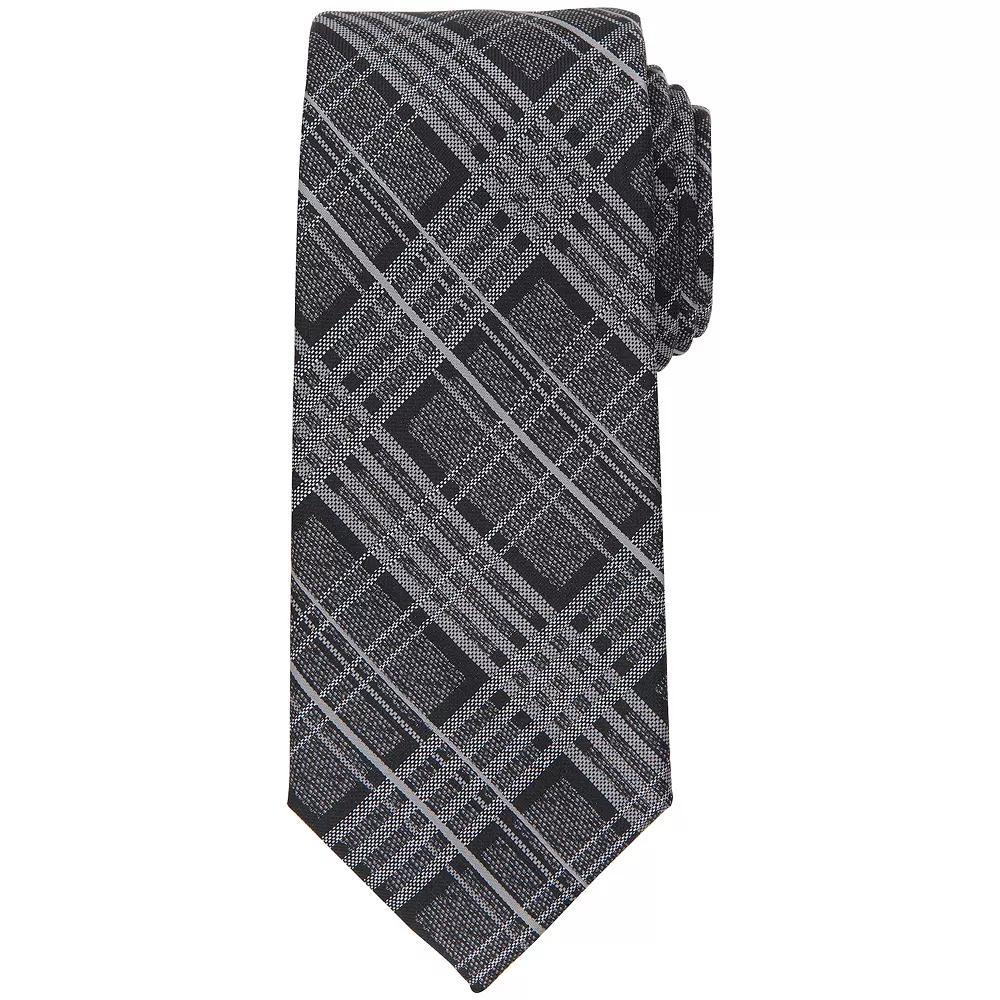 Men's Bespoke Patterned Tie, Black Shaw Product Image