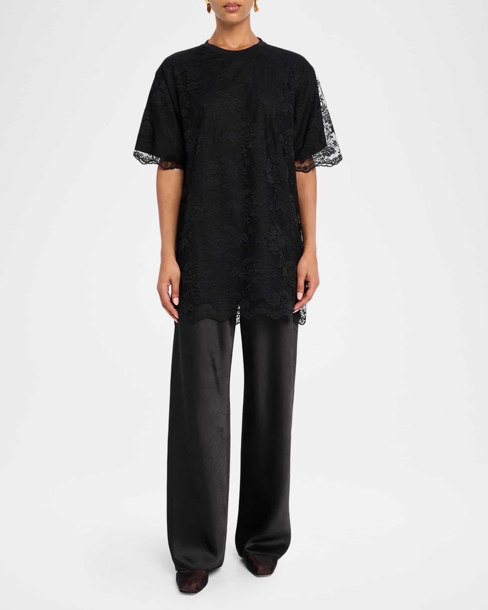 Relaxed-Fit Lace T-Shirt Product Image