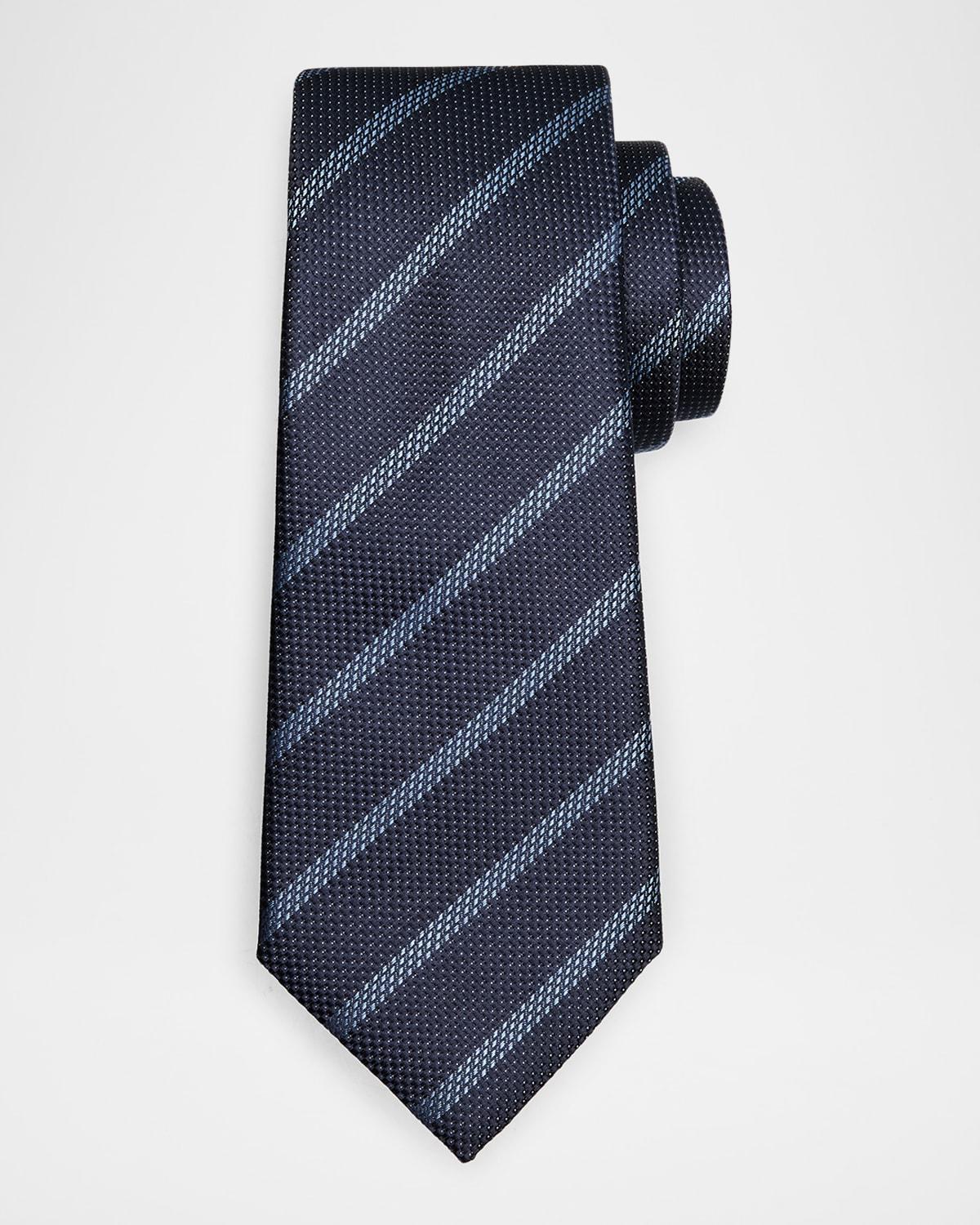 Mens Diagonal Stripe Silk Tie Product Image