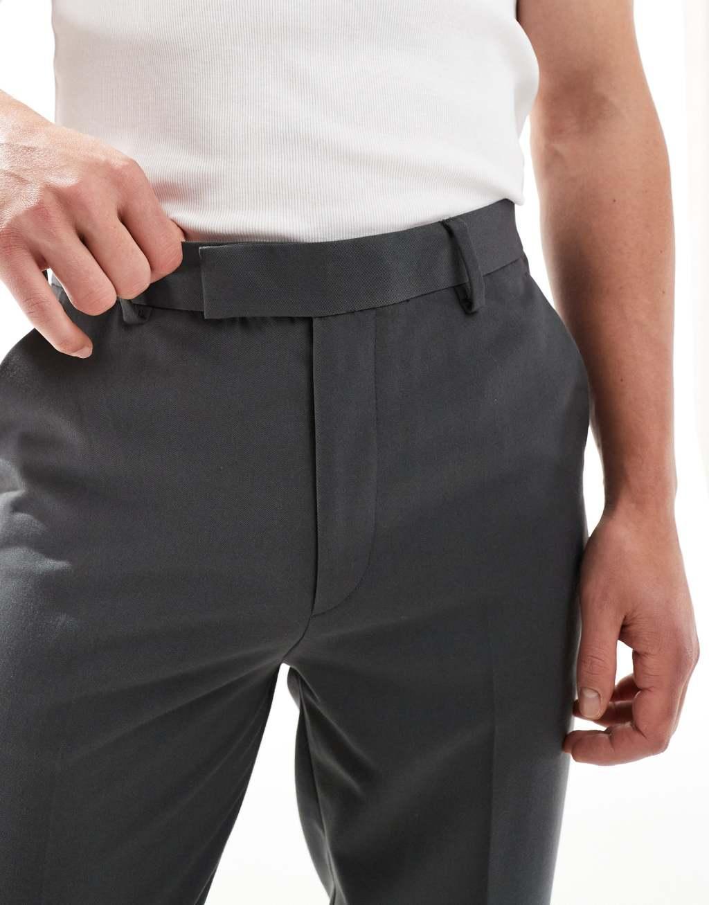 ASOS DESIGN smart tapered fit pants in charcoal Product Image