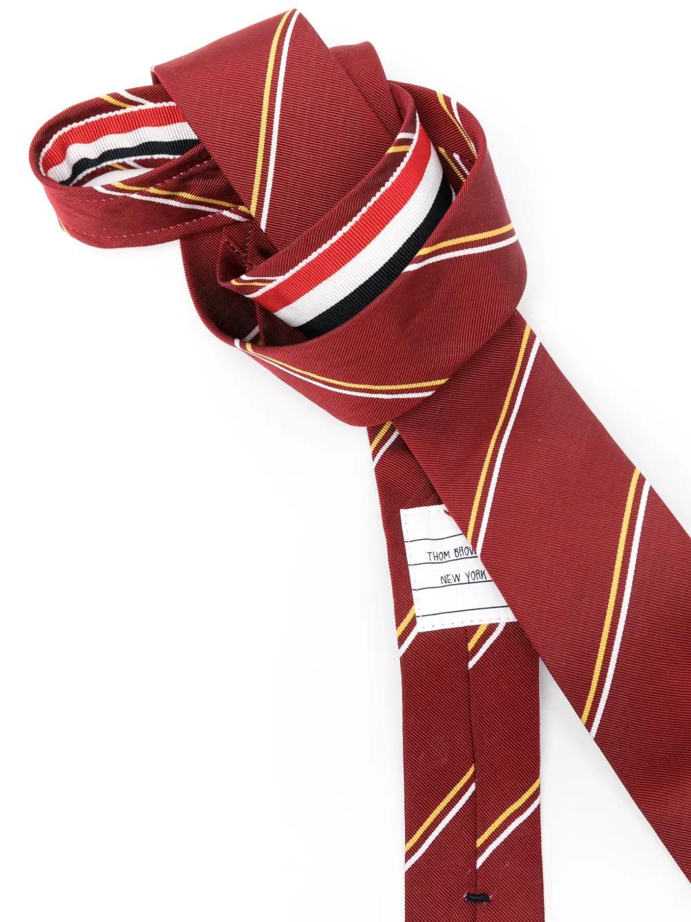 THOM BROWNE Striped Silk-blend Tie In Red Product Image