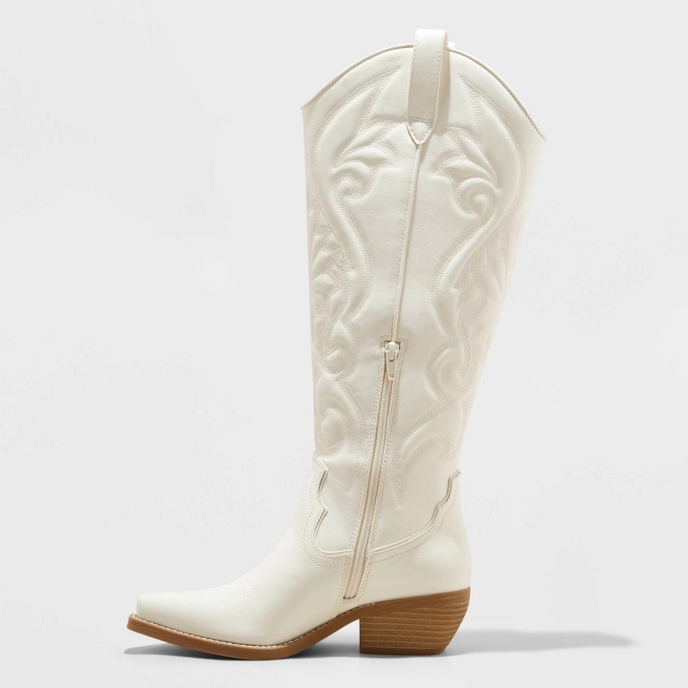 Womens Kenzi Wide Calf Western Boots with Memory Foam Insole - Wild Fable Ivory 6WC Product Image