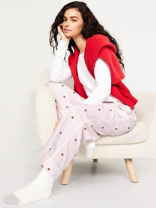 High-Waisted Poplin Pajama Pant Product Image