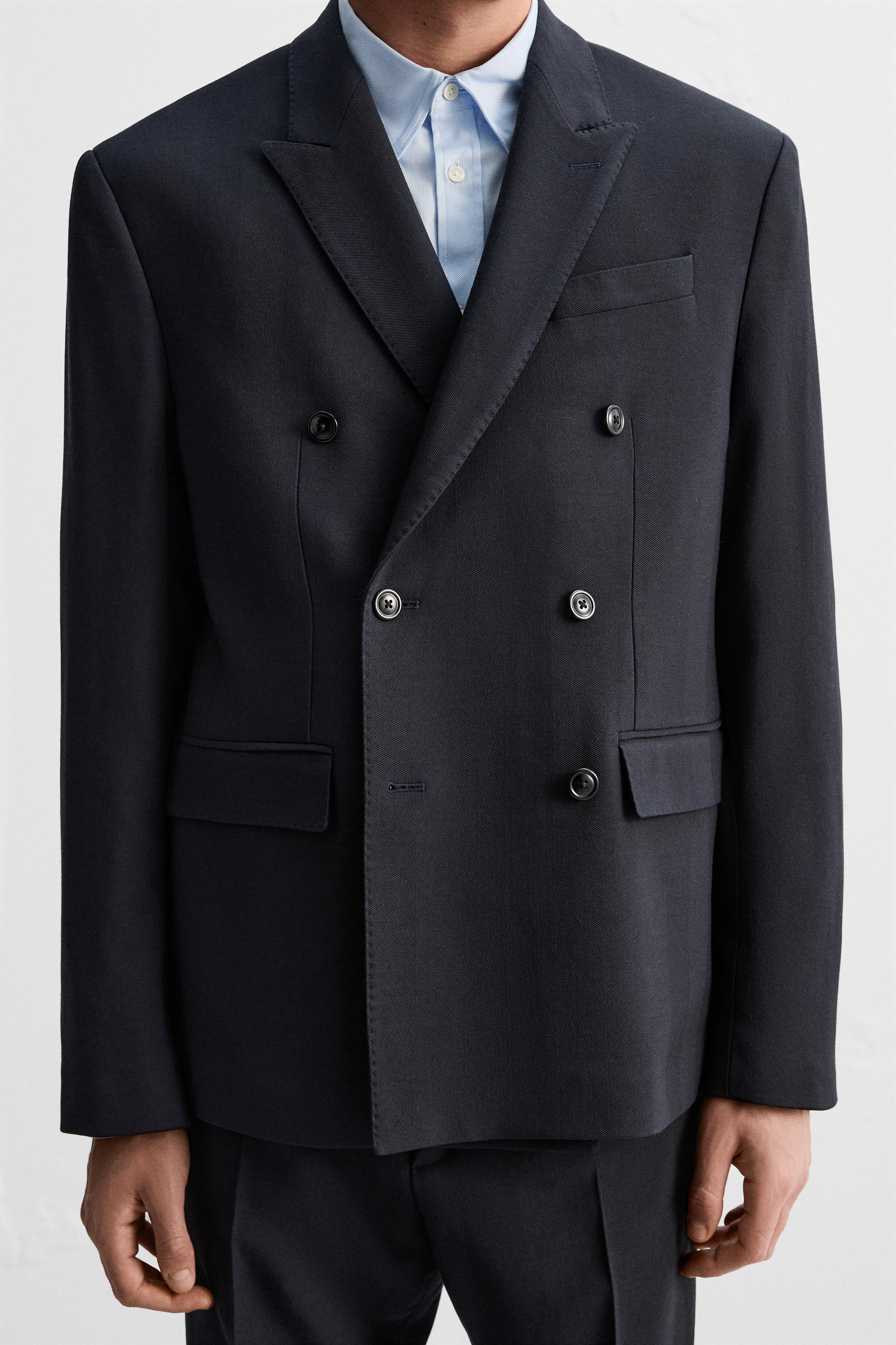 DOUBLE BREASTED HERRINGBONE SUIT JACKET Product Image