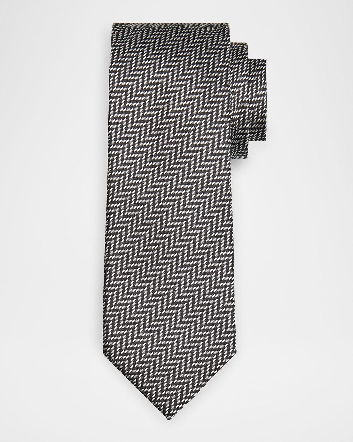 TOM FORD Men's Chevron Silk Tie In Black Product Image