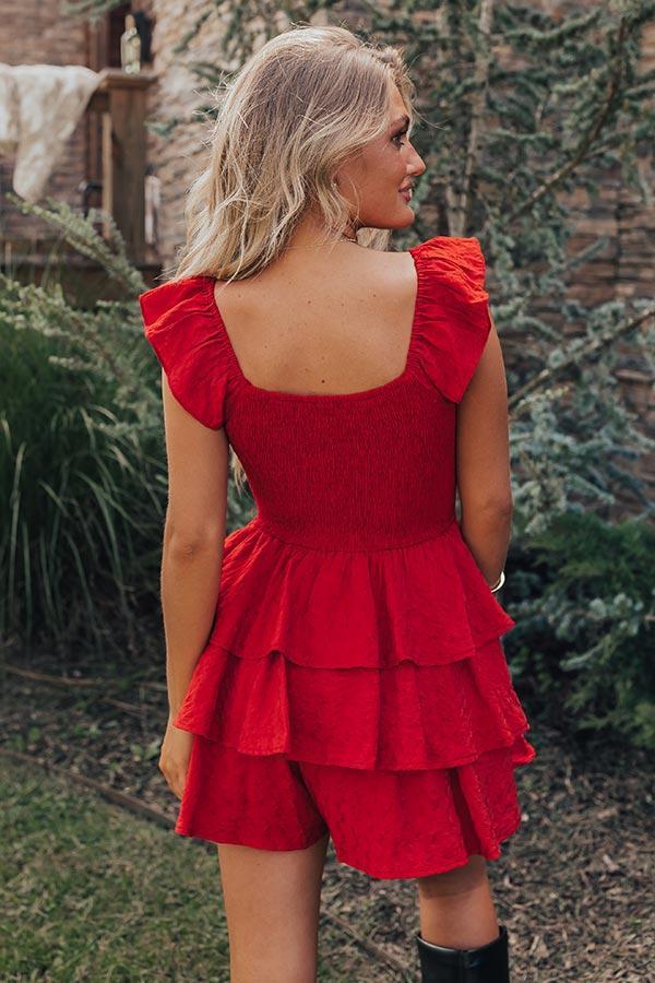 Find Me On The Dance Floor Ruffle Romper in Red Product Image