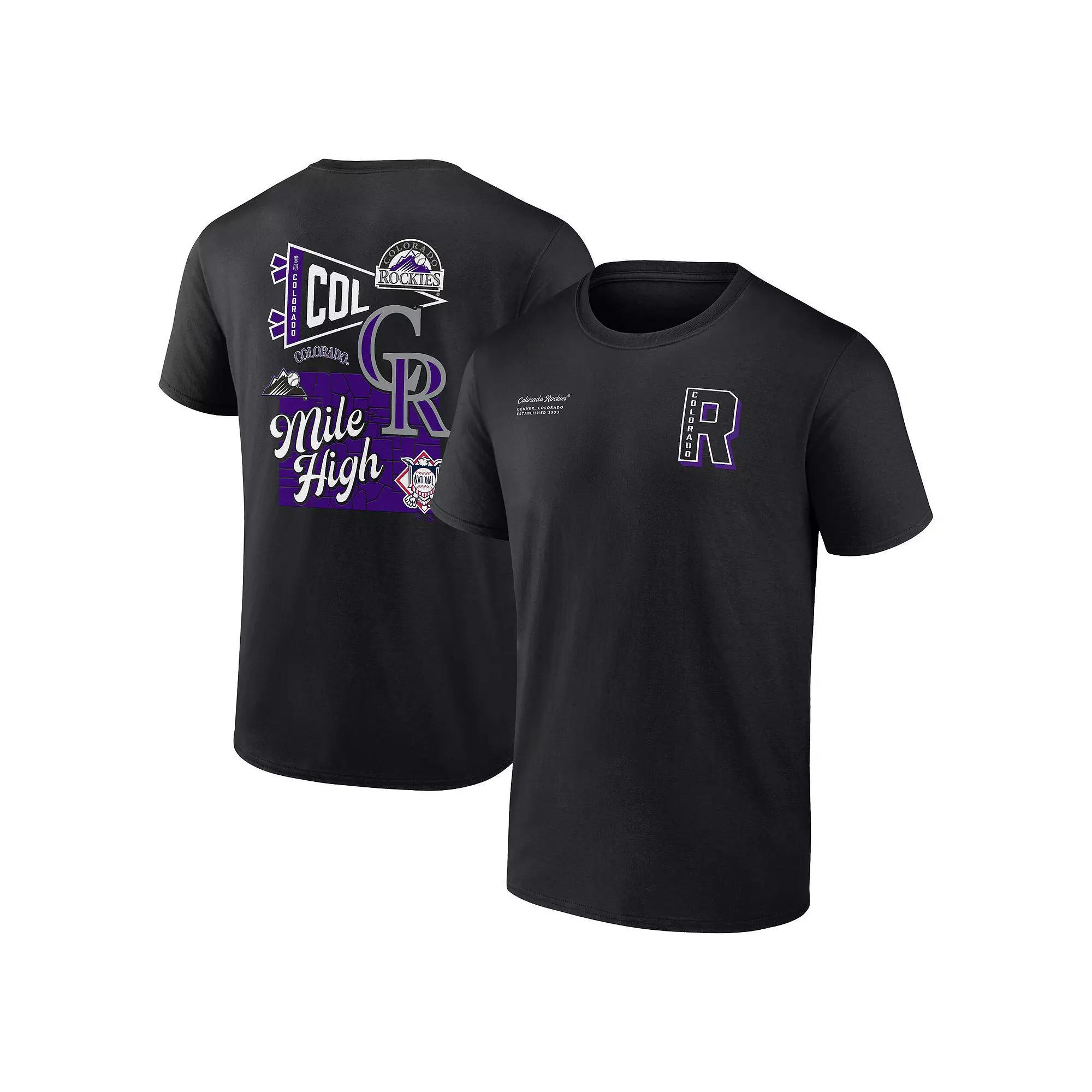 Men's Fanatics Branded Black Colorado Rockies Split Zone T-Shirt, Size: 2XL Product Image