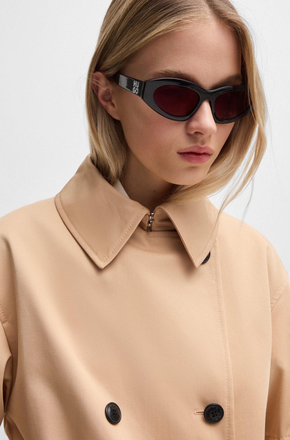 HUGO - Cotton trench coat with double-breasted front - Light Beige Product Image