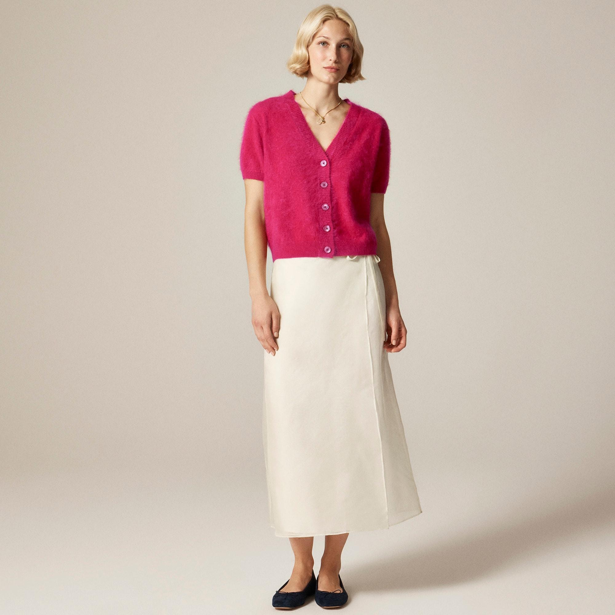 Brushed cashmere short-sleeve cardigan Product Image