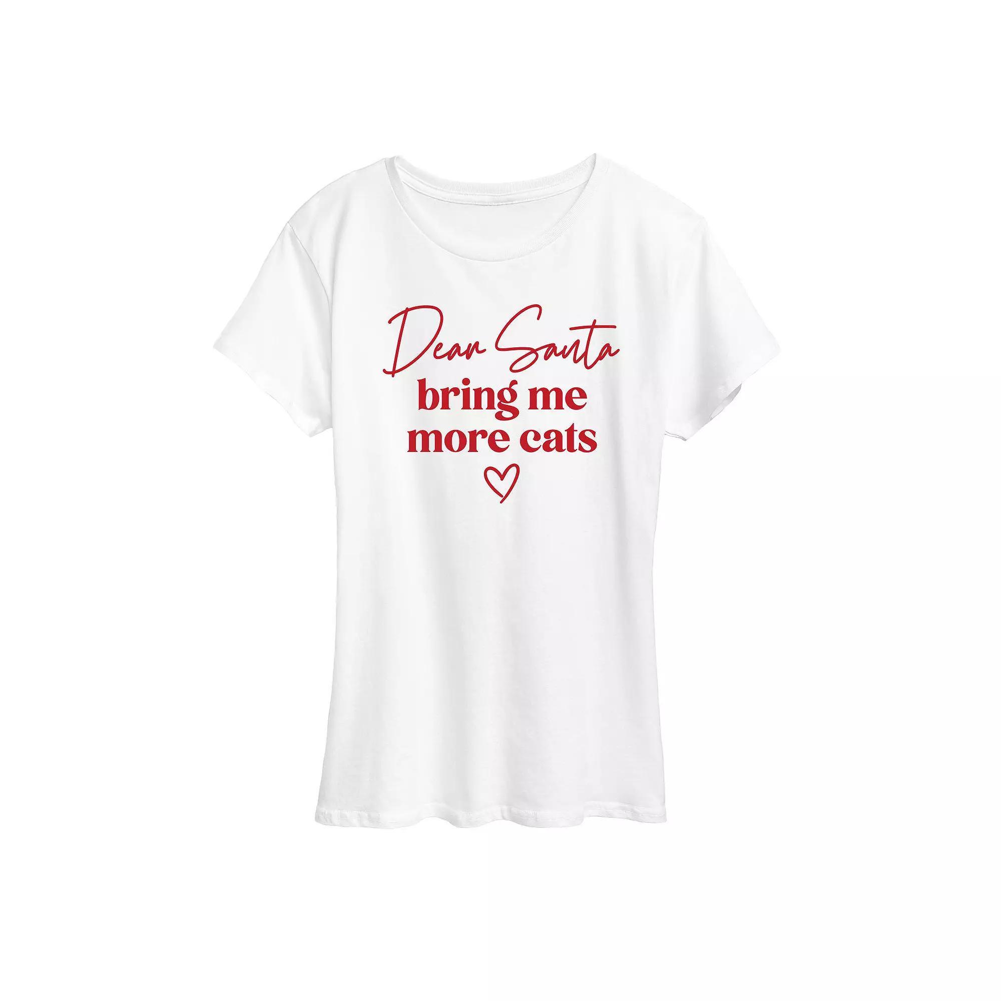 Women's "Bring More Cats Santa" Christmas Graphic Tee, Girl's,  Product Image
