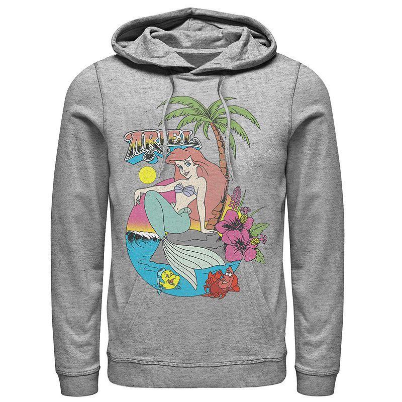 Disney's The Little Mermaid Distressed Ariel Logo Men's Pullover Hoodie, Size: 3XL, Athletic Grey Product Image