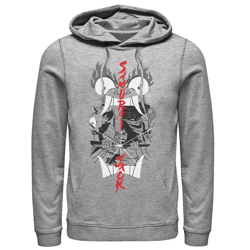 Men's CN Samurai Jack Aku Illustrated Storytelling Graphic Hoodie, Size: Small, Athletic Grey Product Image