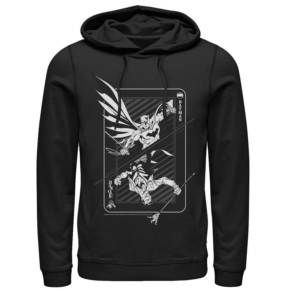 Men's DC Comics Batman And Joker Card Poster Hoodie, Size: Medium, Black Product Image