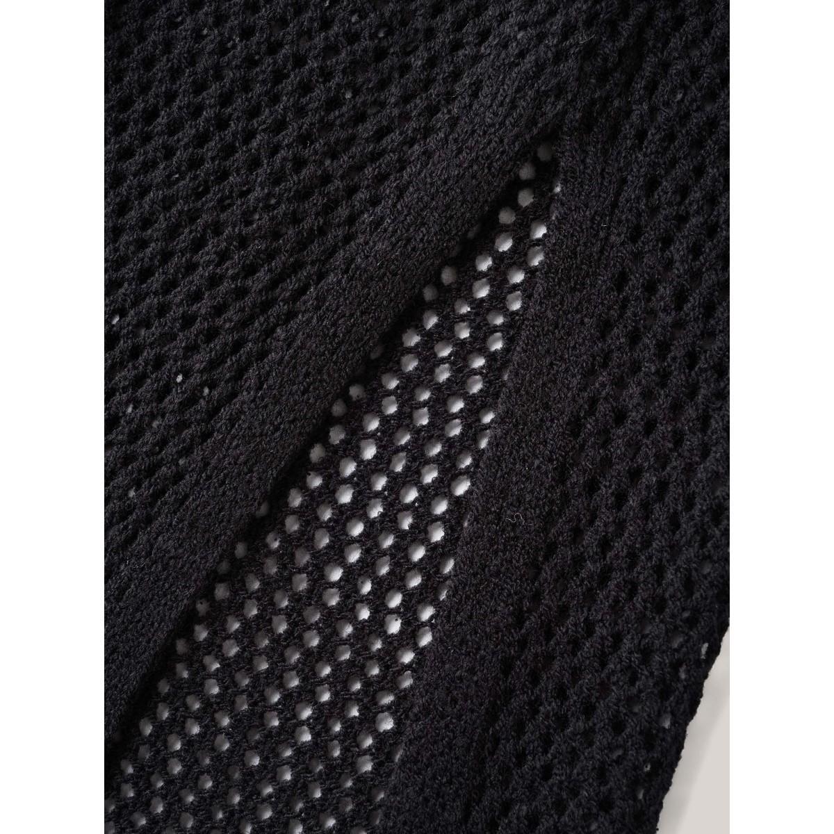 Plus Size Crochet Flower Cut-Out Swim Cover-Up Women's Swimwear Black Beach Loose Crochet Curve Swim Cover Ups BloomChic 10/M Product Image