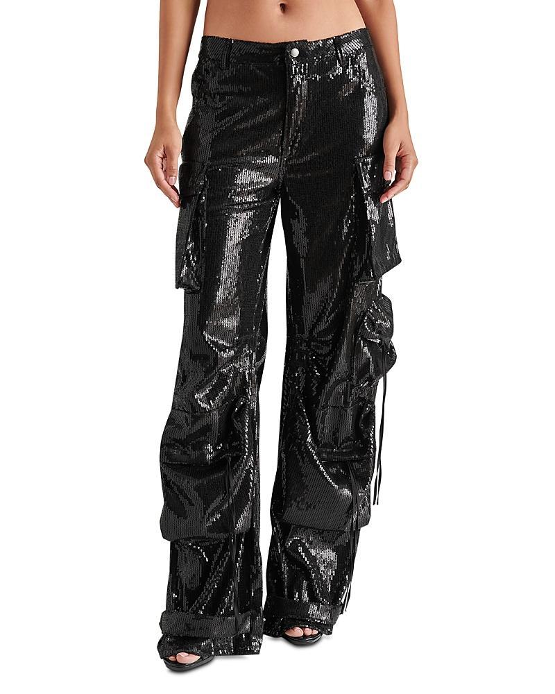 Steve Madden Duo Sequin Mid Rise Cargo Pants Product Image