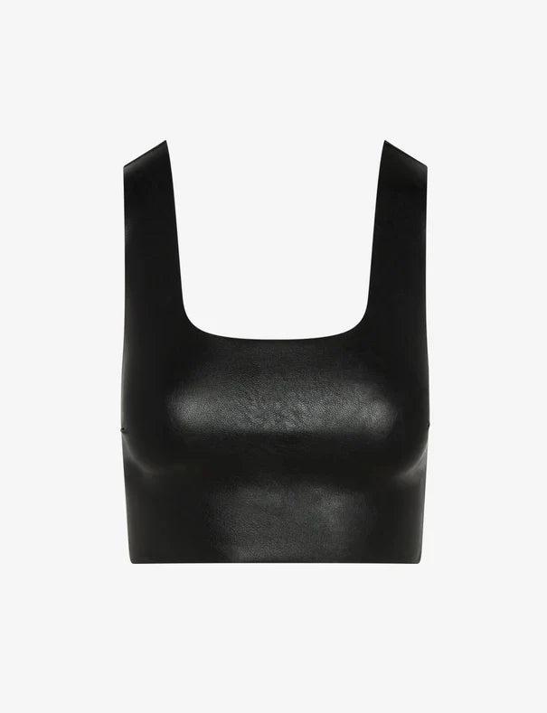 Faux Leather Squareneck Crop Product Image