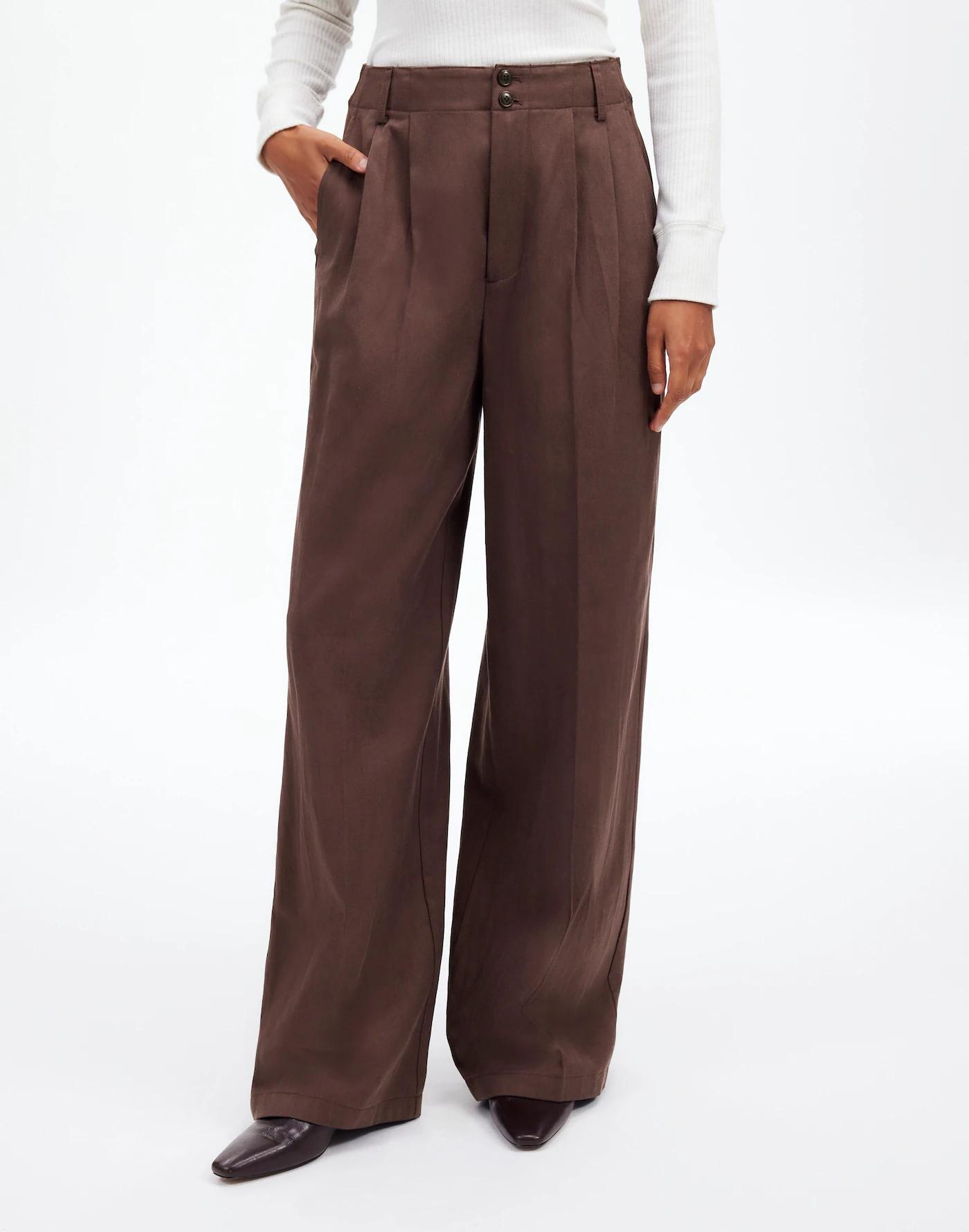 The Petite Harlow Wide-Leg Pant in Drapey Twill Product Image