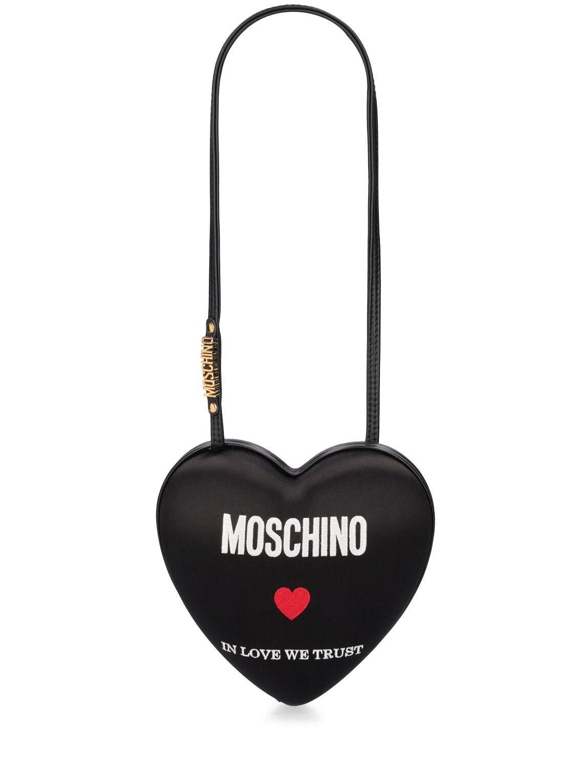 MOSCHINO Logo-embroidered Leather Shoulder Bag In Black Product Image