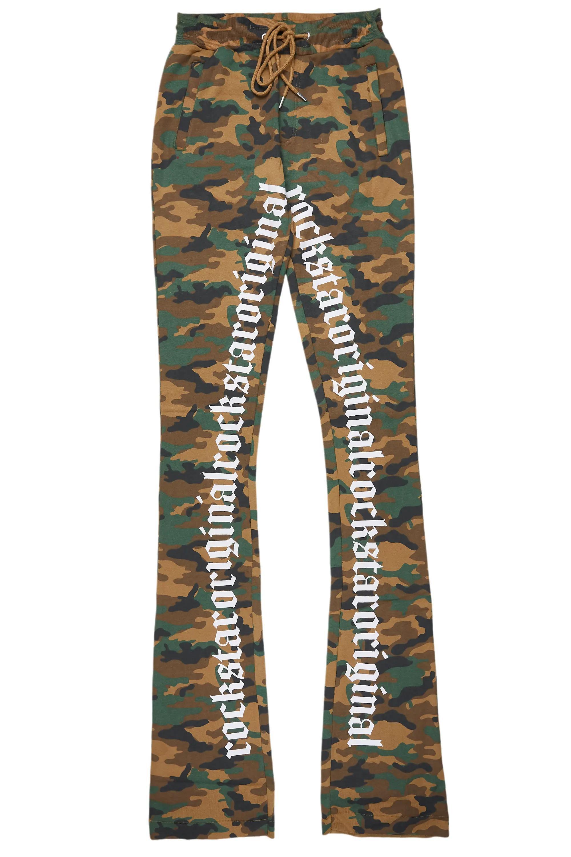 Callie Faded Camo Super Stacked Flare Pants Male Product Image