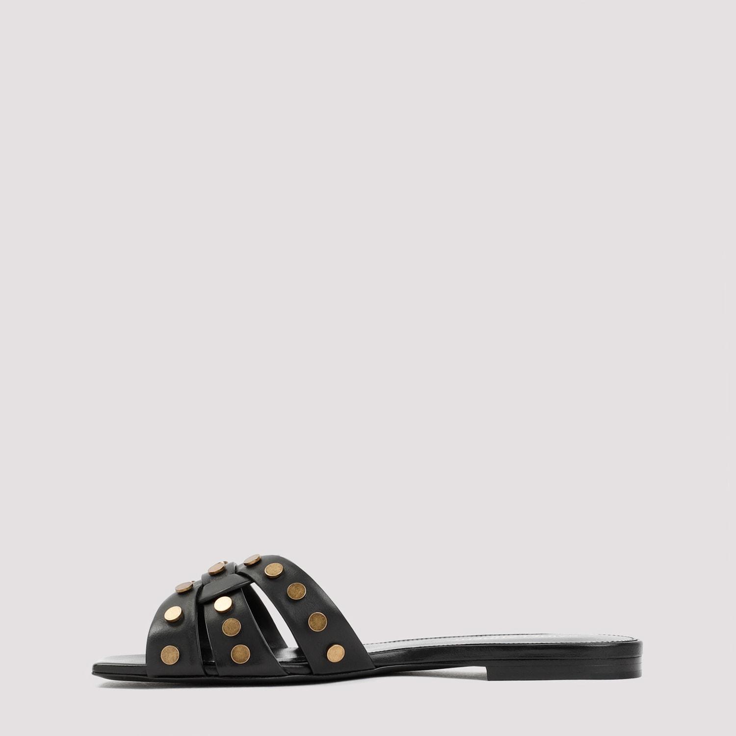 SAINT LAURENT Black Leather Tribute Studded Sandals Product Image