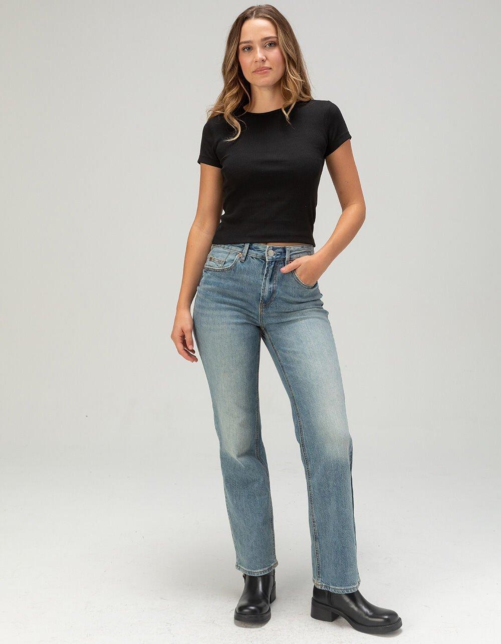 VERO MODA High Rise Womens Straight Jeans - DENIM Product Image