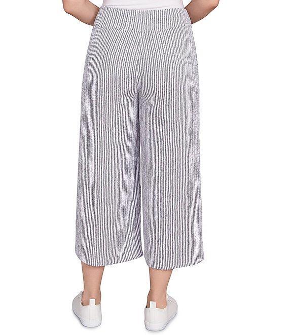 Ruby Rd. Puckered Stripe Knit Wide Leg Pull-On Pants Product Image