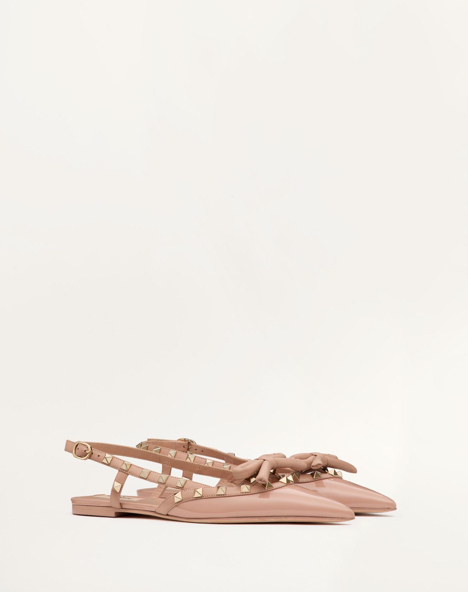 Rockstud Bow Slingback Ballerinas In Patent Leather Product Image