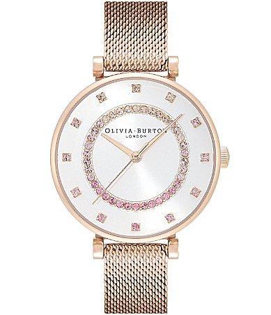 Olivia Burton T-Bar Quartz Analog Nude Dial Gold Stainless Steel Crystal Bracelet Watch Product Image