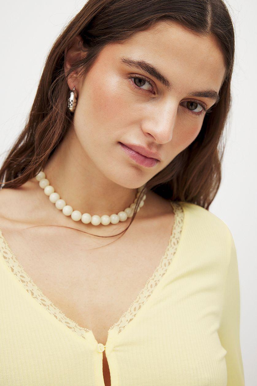 Lace Detail Rib Top Product Image