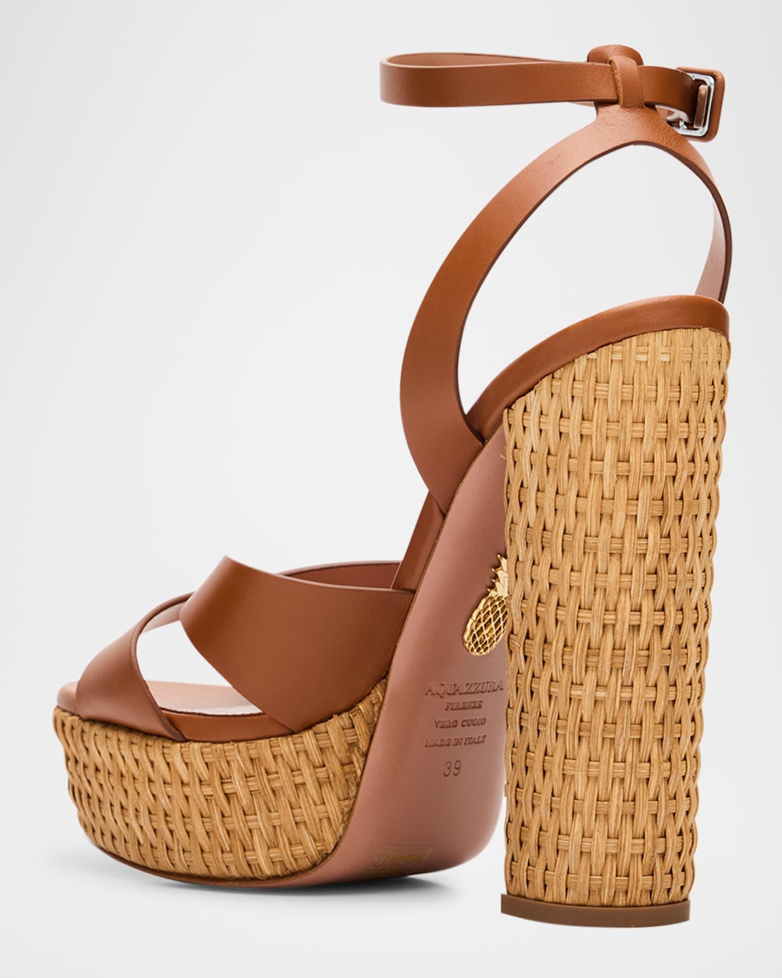 Sunseeker Wicker and Leather Block-Heel Sandals Product Image