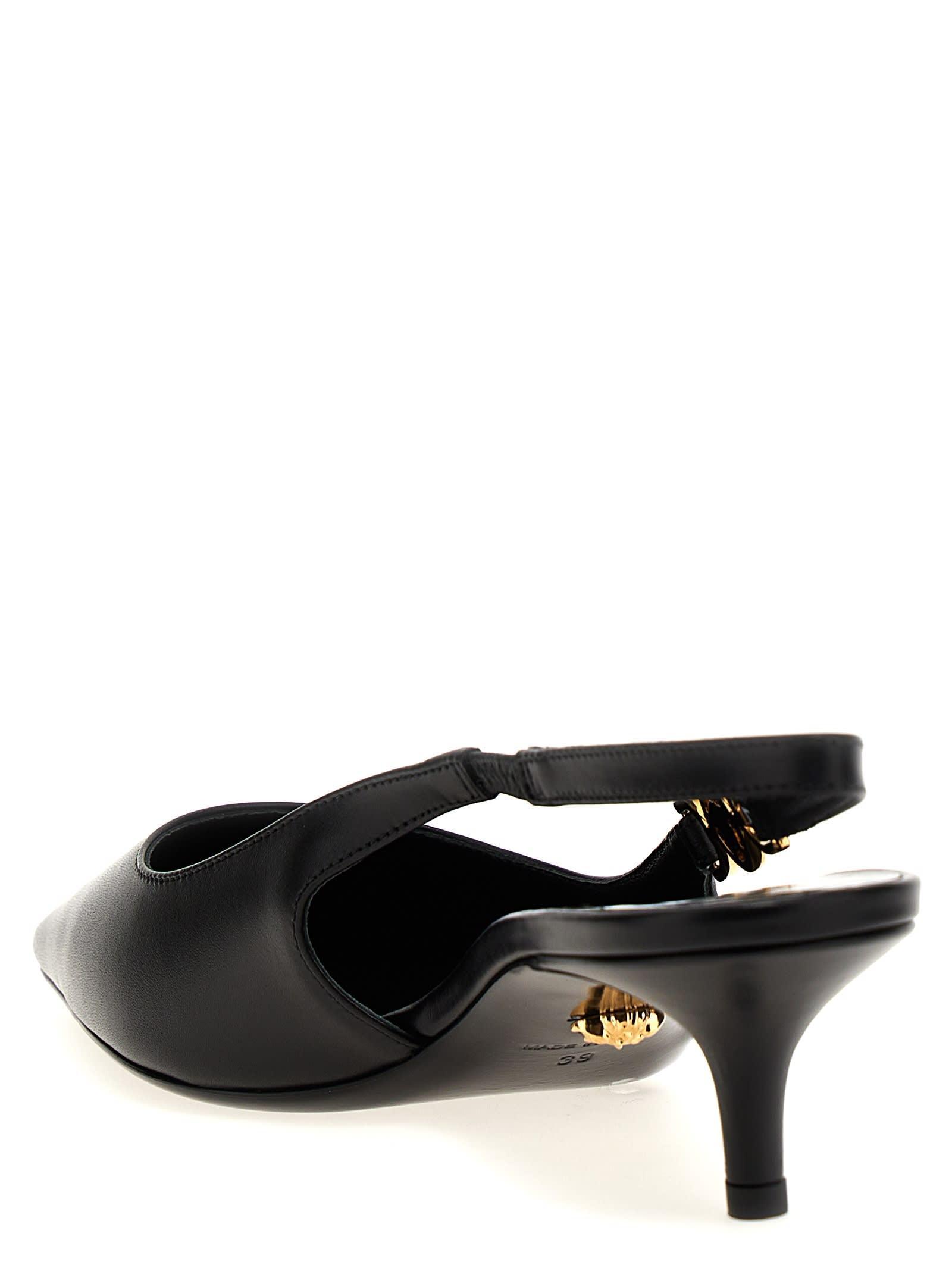 Embellished Patent-leather Slingback Pumps In Black Product Image