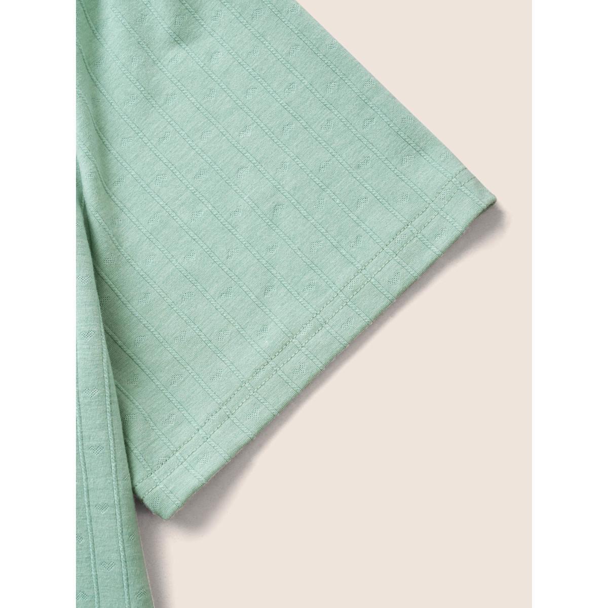 Plus Size Crew Neck Plain Textured Pit Strip T-shirt Palemauve Women Casual Texture Round Neck Everyday T-shirts BloomChic 26/4X Product Image