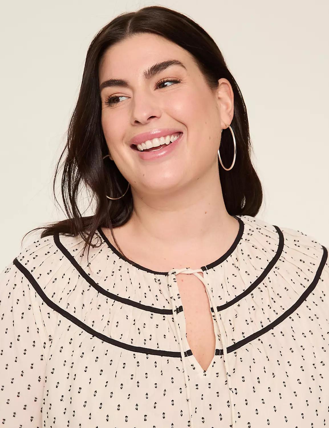 Relaxed Split-Neck Peasant Popover Blouse Product Image