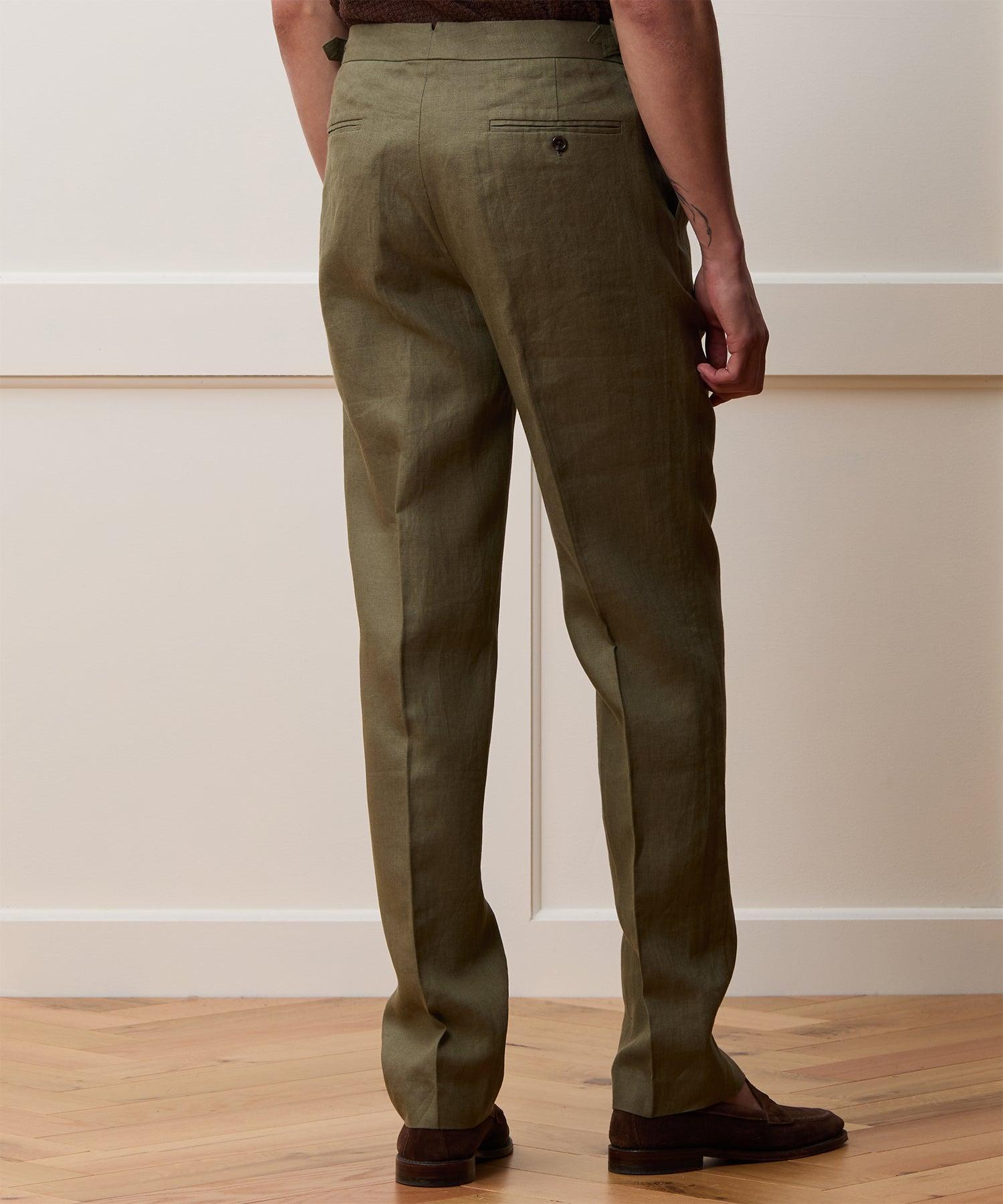 Irish Linen Side Tab Trouser in Surplus Olive Product Image