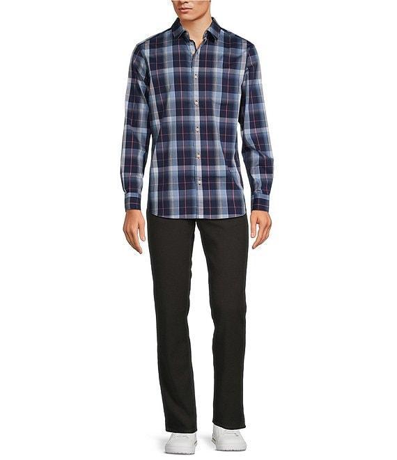 Rowm Rec + Relax Long Sleeve Performance Large Dark Plaid Pattern Shirt Product Image