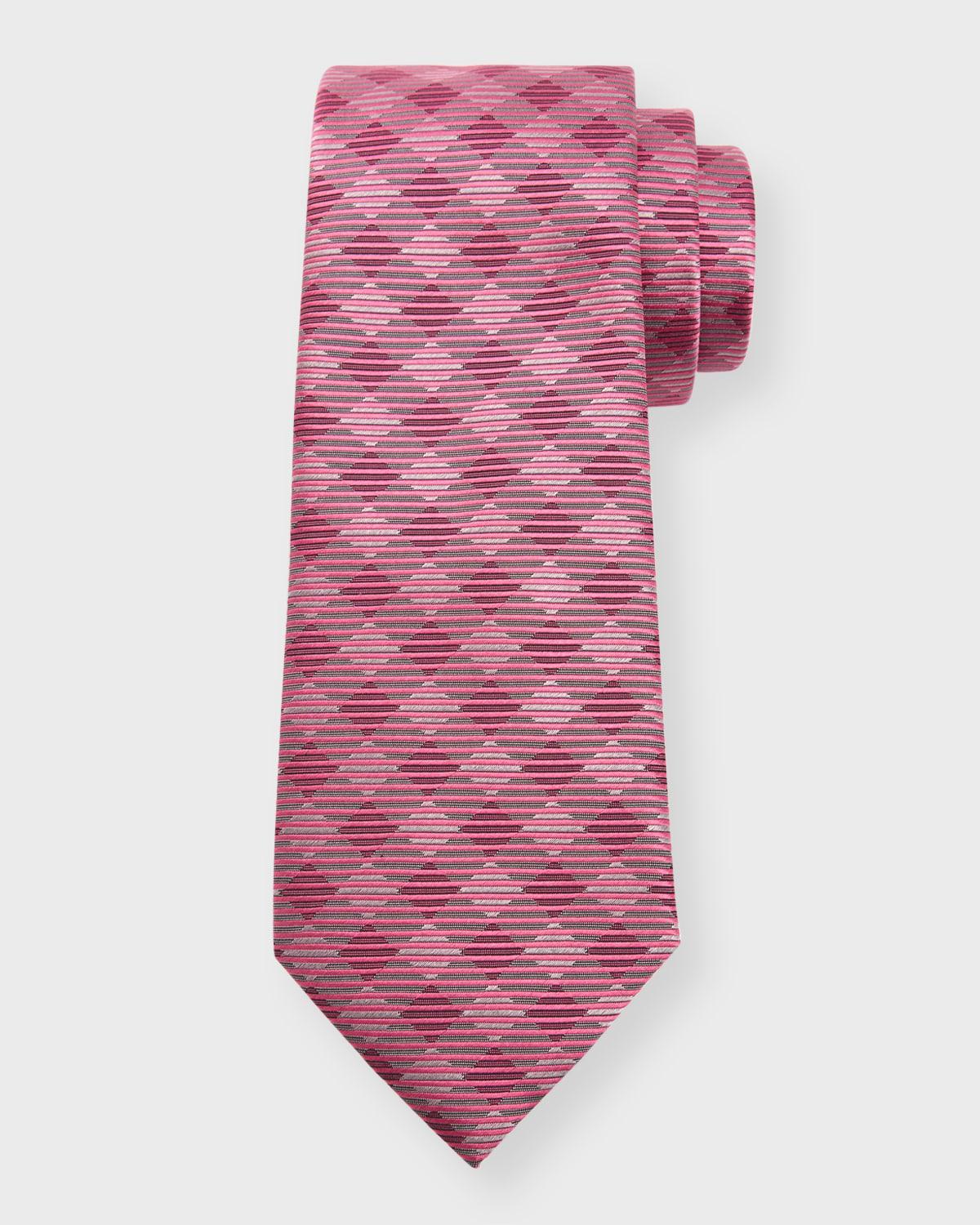 Men's Silk Jacquard Gingham-Stripe Tie Product Image